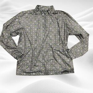 Fore Fathers XXXL Golf 1/4 Zip Stretch Long Sleeve Quarter Zip Gray Geometric